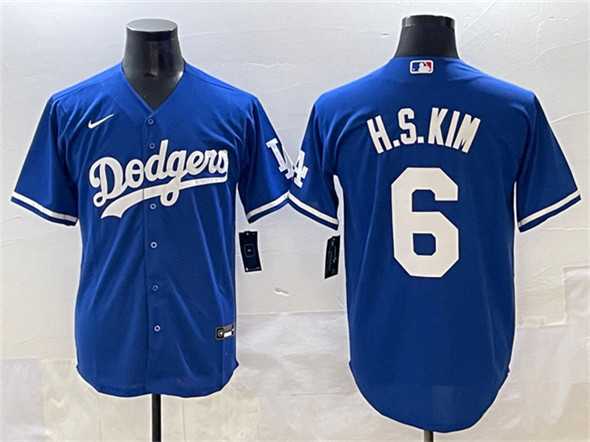 Men%27s Los Angeles Dodgers #6 H.S.Kim Royal Cool Base Stitched Jersey